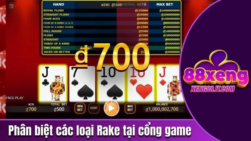 Phân biệt các loại Rake trong Poker tại cổng game