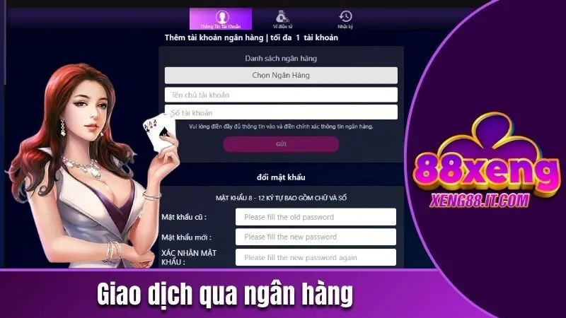 Thực hiện rút tiền Xeng88 qua ngân hàng